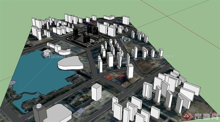 某城市商业街建筑规划设计SU模型