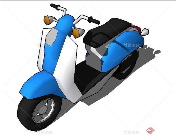 一辆电动摩托车su模型