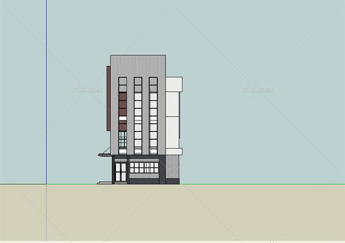 现代简约三层办公楼建筑设计su模型