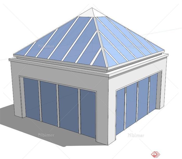 单层亭房建筑设计SU模型