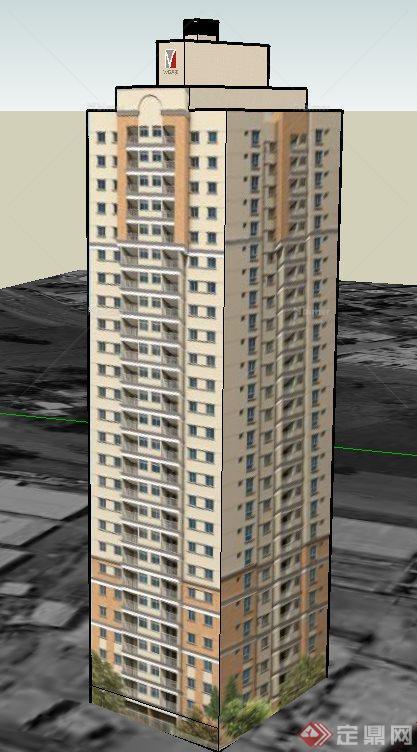 某高层住宅楼建筑设计SU贴图模型