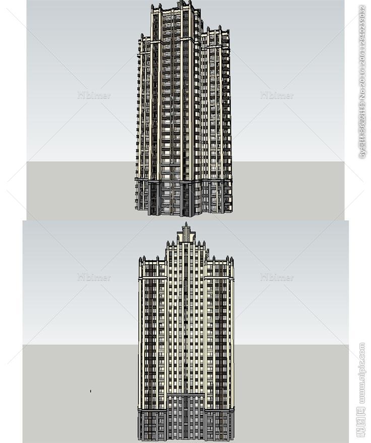 高层住宅建筑草图大师SU模型图片