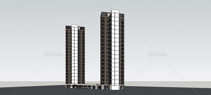 现代高层商业住宅楼(79259)su模型下载