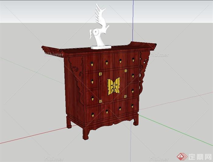 古典中式风格木质贡柜设计su模型
