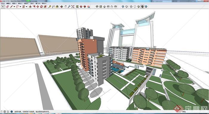 某住宅区建筑规划设计SU模型2