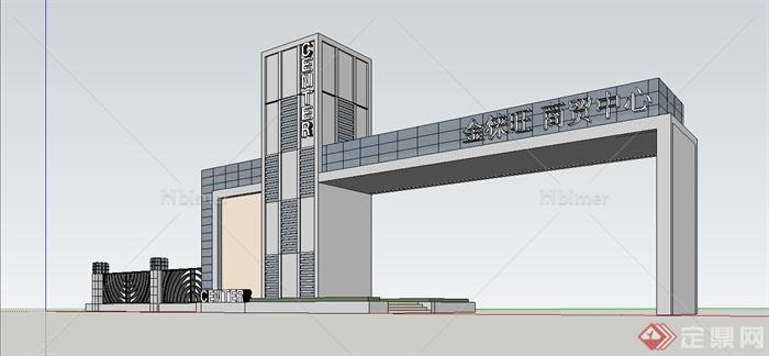 某现代风格商贸区大门设计SU模型[原创]