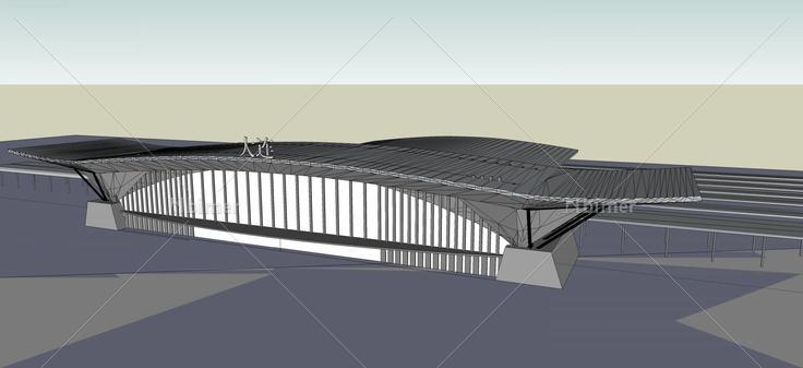 现代火车站(50983)su模型下载