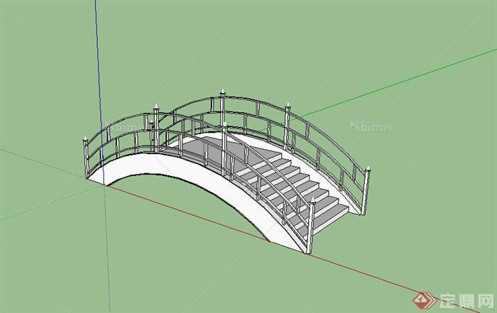 某古建小园桥设计SU模型素材
