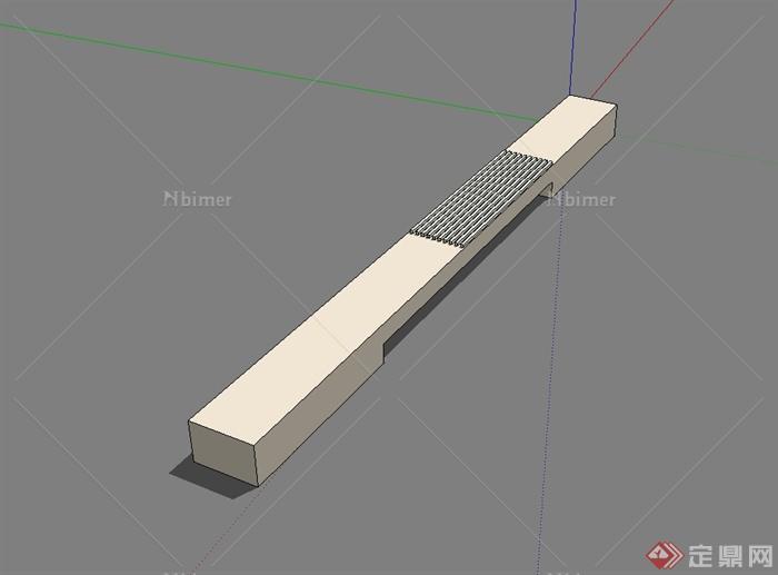 某现代风格户外长条凳设计su模型[原创]