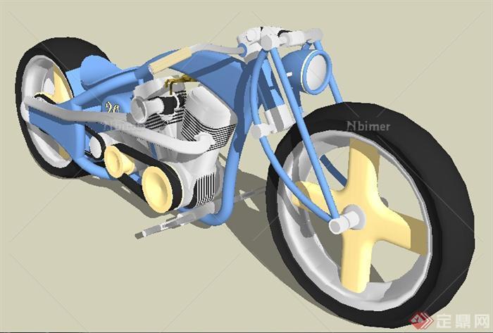 现代摩托车设计SU模型
