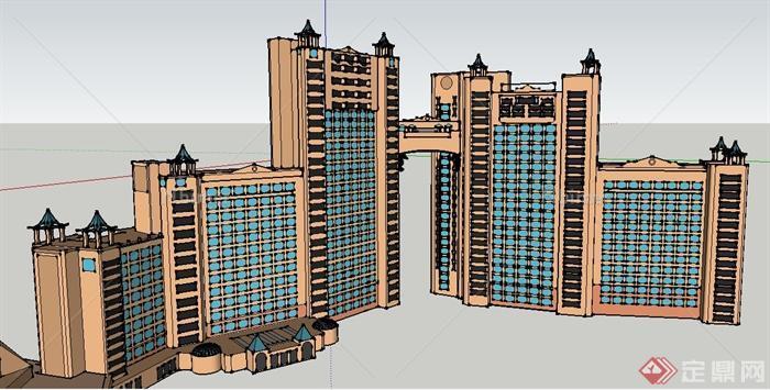 欧式风格办公大楼建筑设计SU模型