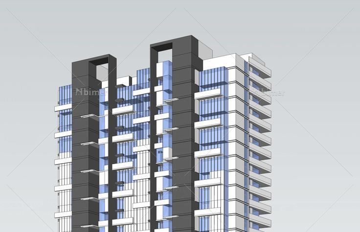 现代高层住宅楼(42303)su模型下载