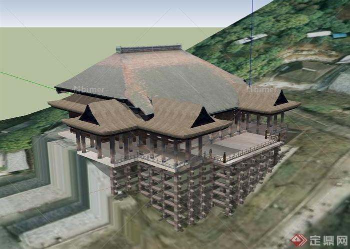 日本清水寺建筑设计SU模型