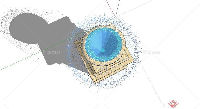 欧式喷泉水钵设计su模型