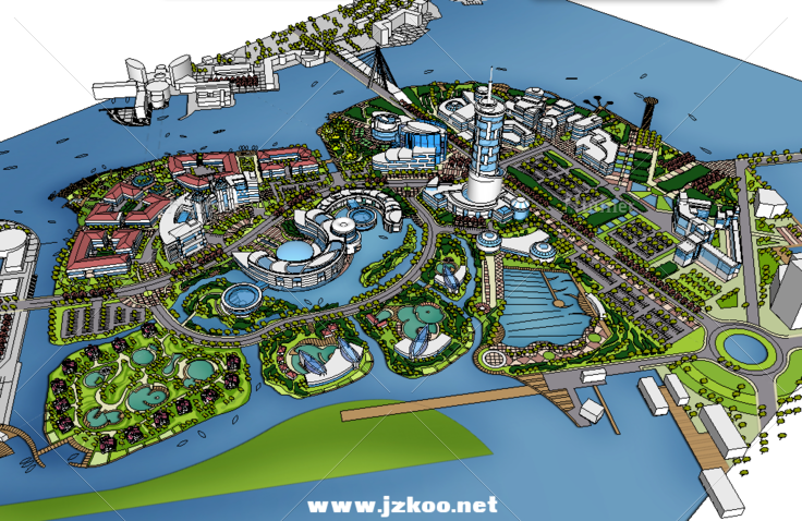 大型城市设计规划高精 su模型+CAD图纸