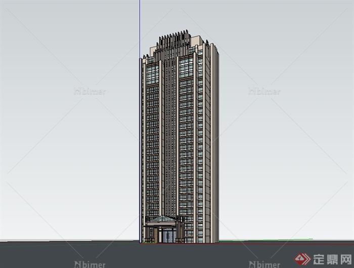 新古典风格详细精致高层住宅楼设计su模型[原创]
