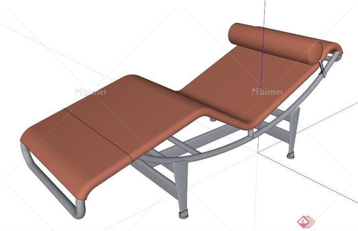 现代皮质躺椅su模型