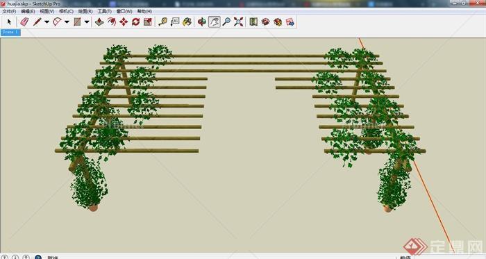 园林景观现代花架su细致模型