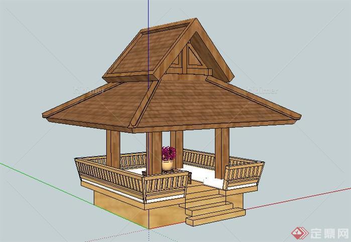 东南亚风格泰式凉亭SketchUp(SU)3D模型
