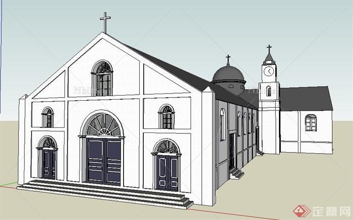 某单层欧式风格教堂建筑设计SU模型