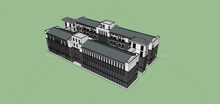 中式风格教学楼(75326)su模型下载