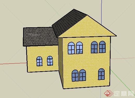 某地二层民居住宅建筑设计SU模型