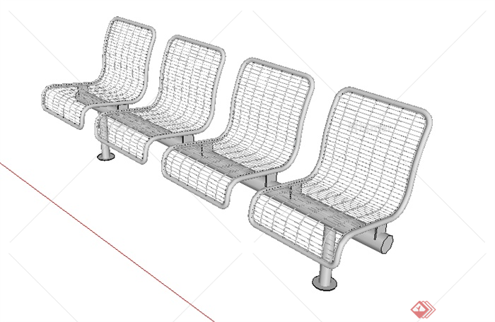 某园林景观坐凳设计SU模型素材6