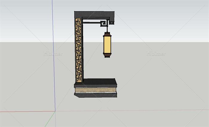 中式景观吊灯设计su模型