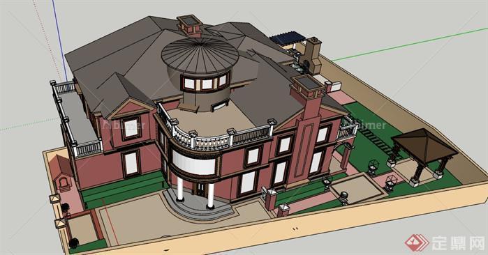 某东南亚风格别墅建筑设计SU模型1