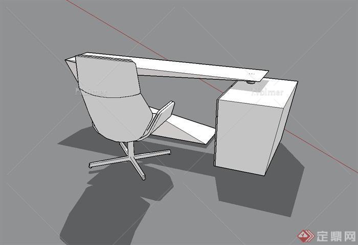 现代简约风格室内老板办公桌椅设计su模型[原创]