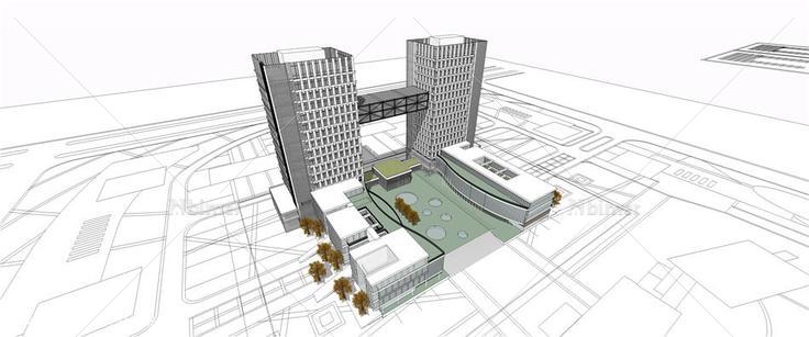 淮安政府办公新大楼su模型