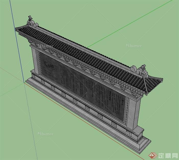 古典中式文化墙景墙设计SU模型