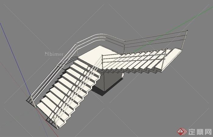 某现代风格天桥楼梯设计su模型[原创]