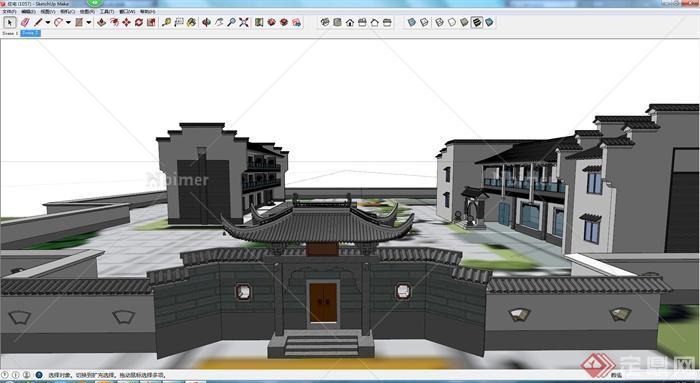 某新中式建筑办公建筑设SU模型素材