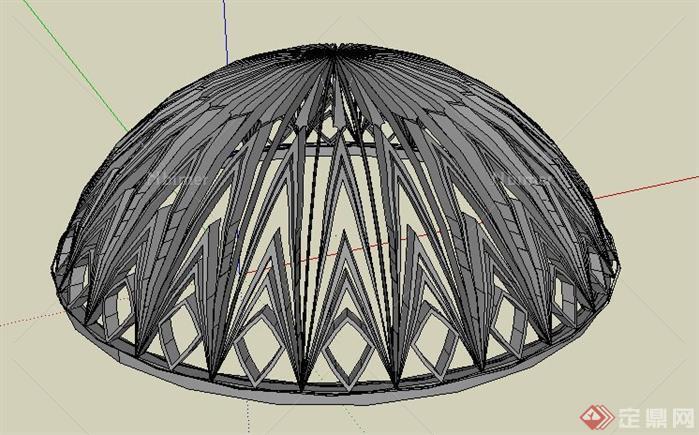 一个亭子的圆形拱顶设计SketchUp(SU)3D模型