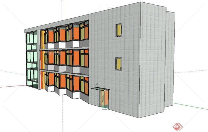 某三层办公楼建筑设计su模型