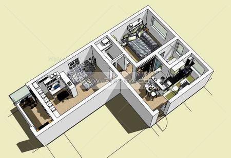 超细宜家风格室内建模（均为宜家家具实际尺寸）