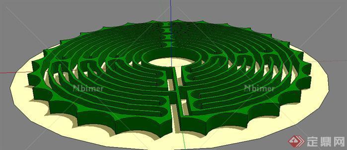 园林景观之3D绿篱迷宫设计方案su模型