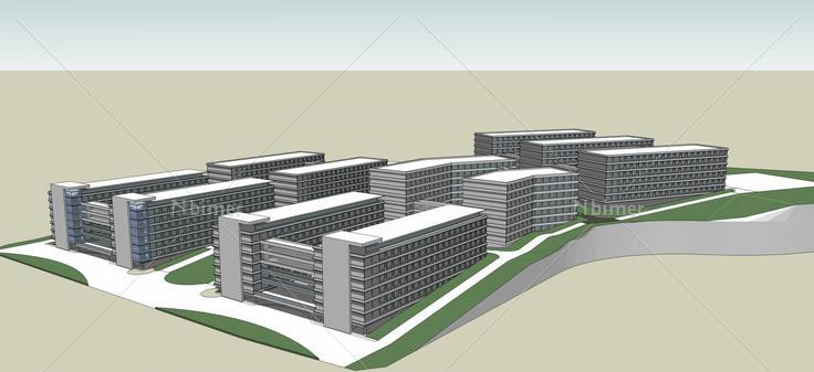 现代风格学院(55108)su模型下载