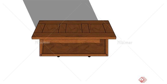 某现代木质翻盖设计床头柜SU模型[原创]