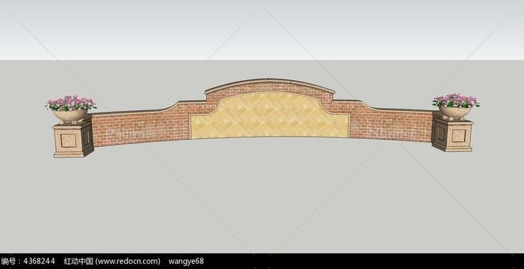 欧式弧形景墙SU模型
