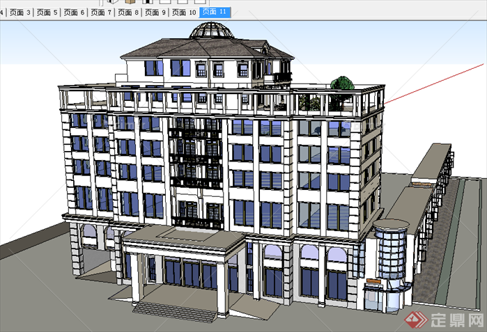 某现代风格宾馆酒店建筑设计SU模型素材31