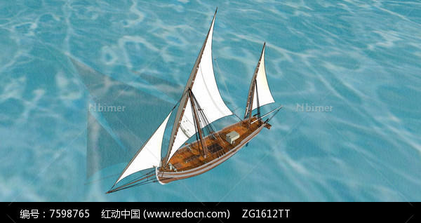 古代木质战船帆船模型SU