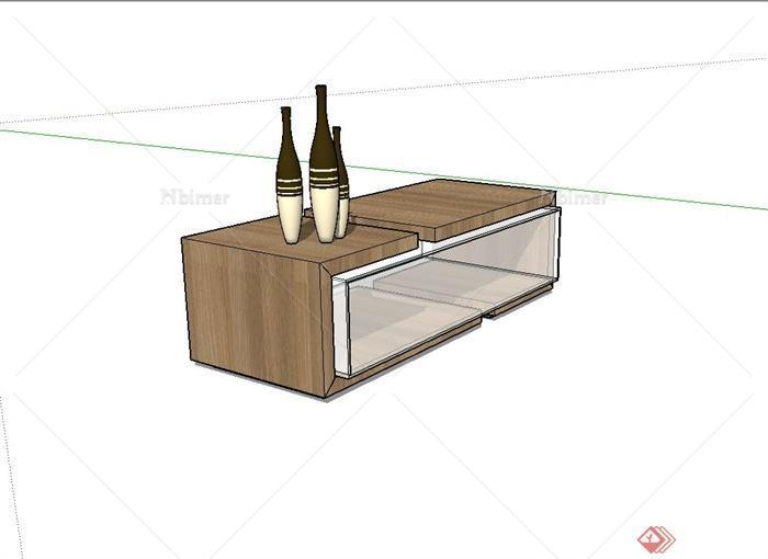 某现代简约风格办公室家具置物桌设计SU模型[原创