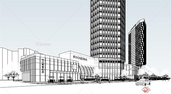 现代风格高层商业办公建筑设计SU模型