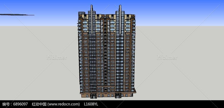 两梯四户住宅模型