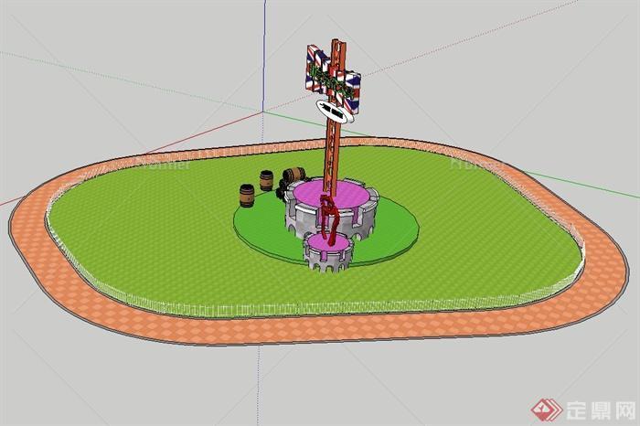 某英式商业街标志小品设计su模型