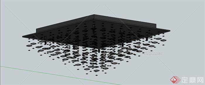 现代吸顶水晶灯设计SU模型[原创]