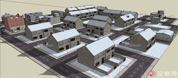 某住宅小镇整体居住建筑设计SU模型