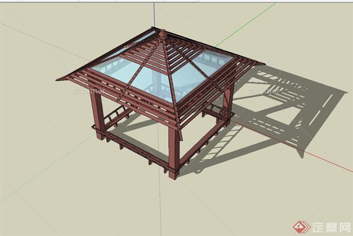 现代风格庭院玻璃亭设计su模型[原创]